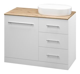 Напольная тумба под раковину Misty Респект под стиральную машину 120см правая белый/дуб Артизан